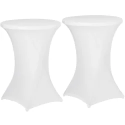 2er-Set Weisse Stehtischhusse für Tische bis 115cm, Ø 90cm