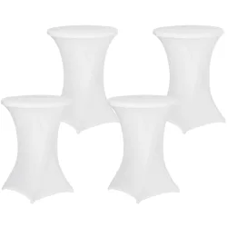 4er-Set Weisse Stehtischhusse für Tische bis 115cm, Ø 90cm