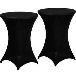 2er-Set Schwarze Stehtischhusse für Tische bis 115cm, Ø 90cm