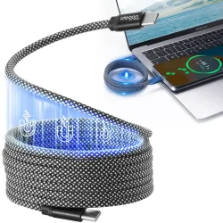 Daten- & Ladekabel, Magnetische Aufrollfunktion, USB-C-auf-USB-C, 100 W, 1m