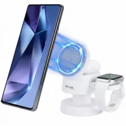 3-in-1 Drahtlose Ladestation, komp. mit AirPods & Apple Watch, weiss