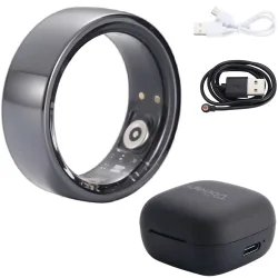 Smart-Ring, schwarz, Keramik, inkl. Ladebox, Grösse 60