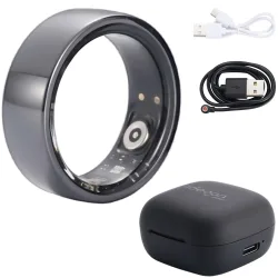 Smart-Ring, schwarz, Keramik, inkl. Ladebox, Grösse 65