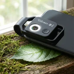 Mikroskop-Vorsatzlinse für Smartphones&Tablets, 200-fache Vergrösserung, 6 LEDs, schwarz