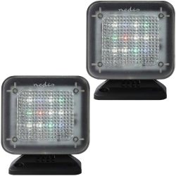 2er-Set TV-Simulator zur Einbrecher-Abschreckung, Zeitschaltuhr, 12 Farb-LEDs