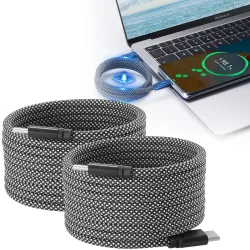 2er-Set Daten- & Ladekabel, Magnetische Aufrollfunktion, USB-C auf-USB-C, 100 W, 2m