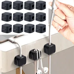 12er-Set Kabelorganizer mit Magnetclip, schwarz