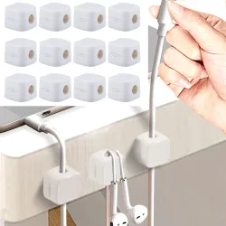 12er-Set Kabelorganizer mit Magnetclip, weiss