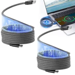 2er-Set Daten- & Ladekabel, Magnetische Aufrollfunktion, USB-C auf-USB-C, 100 W, 1m