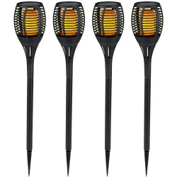 4er-Set Solargartenfackel mit Erdspiess, je 9 x 59 cm