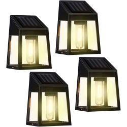4er-Set Solar Wandleuchte, warm-weisses Licht, schwarz