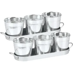 2er-Set Kräutertöpfe, 3tlg., mit Tablett, Metall