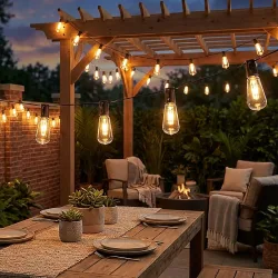 2er-Set Solar-LED-Lichterkettee mit 10 warmweissen LED Glühbirnen, 3,35 m