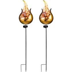 2er-Set Solar-Feuer-Gartenstecker, 92 cm