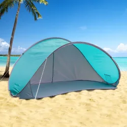 Pop-Up Strandmuschel, grau-türkis