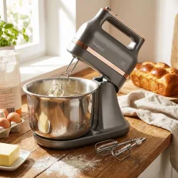 Turbo-Handrührgerät mit 3,5L Edelstahl-Rührschüssel, anthrazit-roségold, 400 W