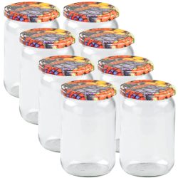 8er-Set Einmachgläser mit Schraubdeckel, Sturzgläser mit Früchte-Muster, je 720 ml