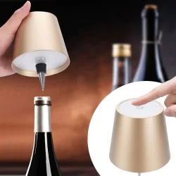 Akku Flaschenlampe, dimmbar, 3 Lichtfarben, gold