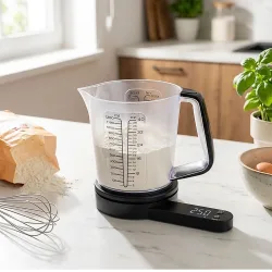 Küchenwaage mit Messbecher, schwarz, 1,5 l