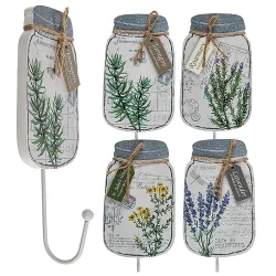 Weisser Holz-Wandhaken mit Blumendruck