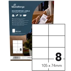 Universal-Klebe-Etiketten, stark haftend, 105 x 74 mm, 50 Blatt / 400 Etiketten, weiss