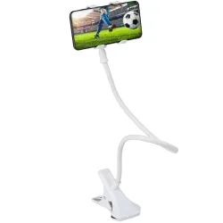 Smartphone-Halterung Schwanenhals mit Clip, weiss