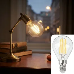 LED-Filament-Lampe, G45, E14, 4 W, 400 lm, 2500 K, warmweiss