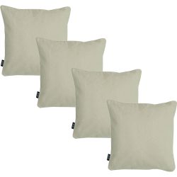 4er-Set Deko-Kissen wasserabwesend , bequemes Outdoorkissen, beige, 50 x 50 x 10 cm