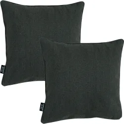 2er-Set Deko-Kissen wasserabwesend, bequemes Outdoorkissen, dunkel grau, 50 x 50 x 10 cm