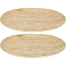 2er-Set Melaminteller in Holzoptik-Design, 26 cm