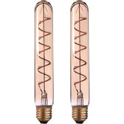 2er-Set LED-Filament-Lampe Röhre, T30, E27, 4 W, Amber, 240 lm, dimmbar, 3 x 22,5 cm 