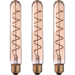3er-Set LED-Filament-Lampe Röhre, T30, E27, 4 W, Amber, 240 lm, dimmbar, 3 x 22,5 cm