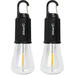2er-Set LED Campinglampe mit Clip-Haken, schwarz: 100lm, Akku