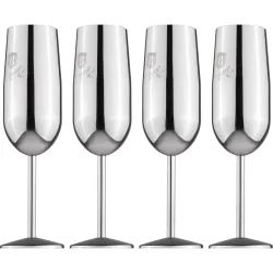 Metall-Champagnerglas-Set, 4tlg., silber, je 260 ml