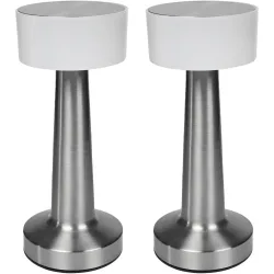 2er-Set LED-Tischlampe Silber-Optik, Touch-Steuerung