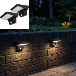 2er-Set Solar Aussen-Wandleuchte, PIR-Sensor, IP44, schwarz