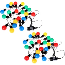2er-Set 4-farbige LED-Lichterkette mit 20 Glühbirnen, ca. 4m, IP44