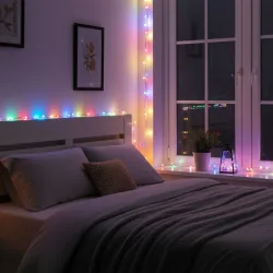 2er-Set Multicolor Draht-Lichterkette, 80 LEDs, IP44, batteriebetrieben, L ca. 425 cm