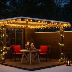 2er-Set LED Lichterkette ca. 14 m, 192 LEDs, warmweiss, batteriebetrieben, 7 Lichtmuster