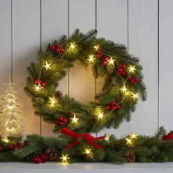 2er-Set Sternen-Lichterkette mit 40 LEDs, Batteriebetrieb, ca. 4 Meter, IP20