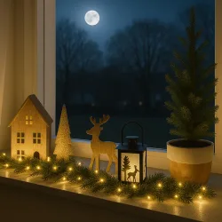 LED-Lichterkette mit 100 LEDs, warmweiss, Timer, Batterie, 7,5 m, IP44