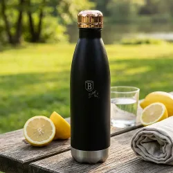 Trinkflasche Edelstahl, isoliert, 0,5L, schwarz-roségold