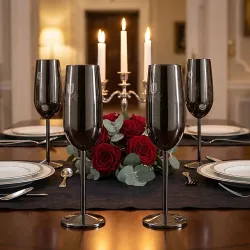Metall-Champagnerglas-Set, 4tlg., schwarz, je 260 ml