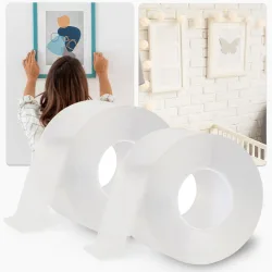 2er-Set Transparentes Nano Klebeband, L 5 m x B 30 mm