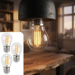 3er-Set LED-Filament-Lampe, G45, E27, 4 W, 400 lm, 2500 K, warmweiss