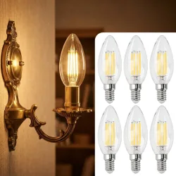 6er-Set LED-Filament-Kerzenlampe, C35, E14, 4 W, 400 lm, 2500 K, warmweiss