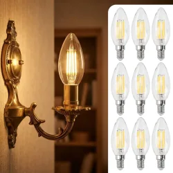 9er-Set LED-Filament-Kerzenlampe, C35, E14, 4 W, 400 lm, 2500 K, warmweiss