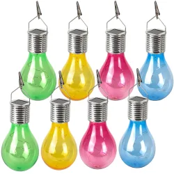 Solar-LED-Lampe in Glühbirnen-Form, 8er-Set, bunt, Ø 7,5 x H5 x H 15 cm