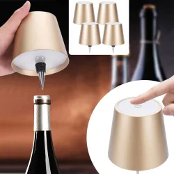 4er-Set Akku Flaschenlampe, dimmbar, 3 Lichtfarben, gold