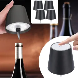 4er-Set Akku Flaschenlampe, dimmbar, 3 Lichtfarben, schwarz